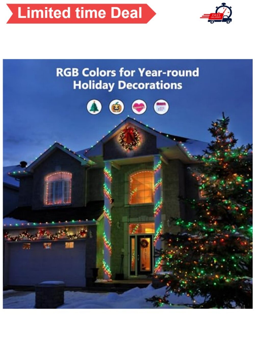 🎃 100 LED USB Color Changing String Lights Remote Timer 33 ft - Picture 4 of 5